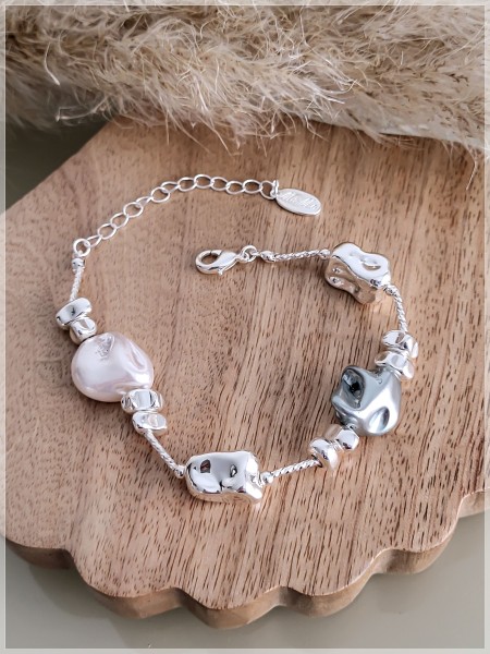 Armband "Grey-White Stone"