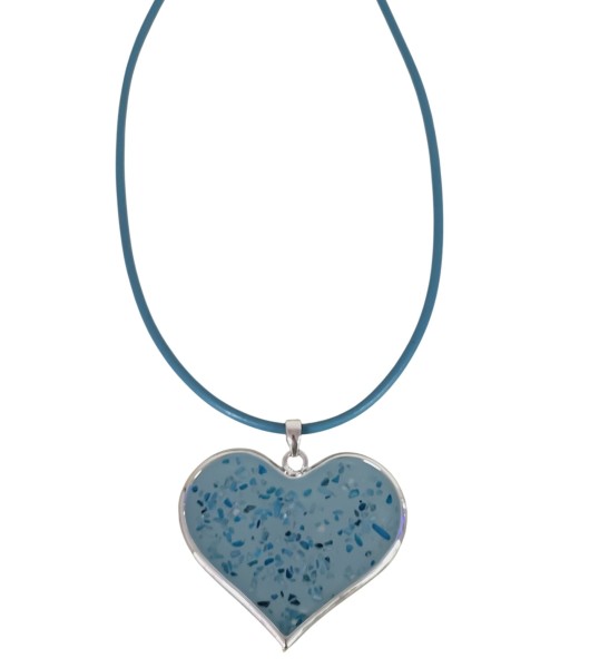Lederkette "Aqua-Hearts"